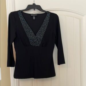 INC International concept Elegant Black V-Neck Top